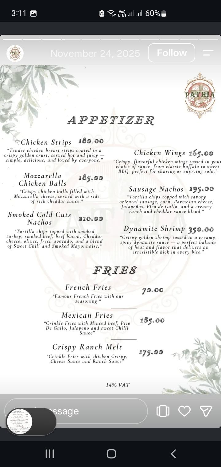 Patria Lounge menu photo 9