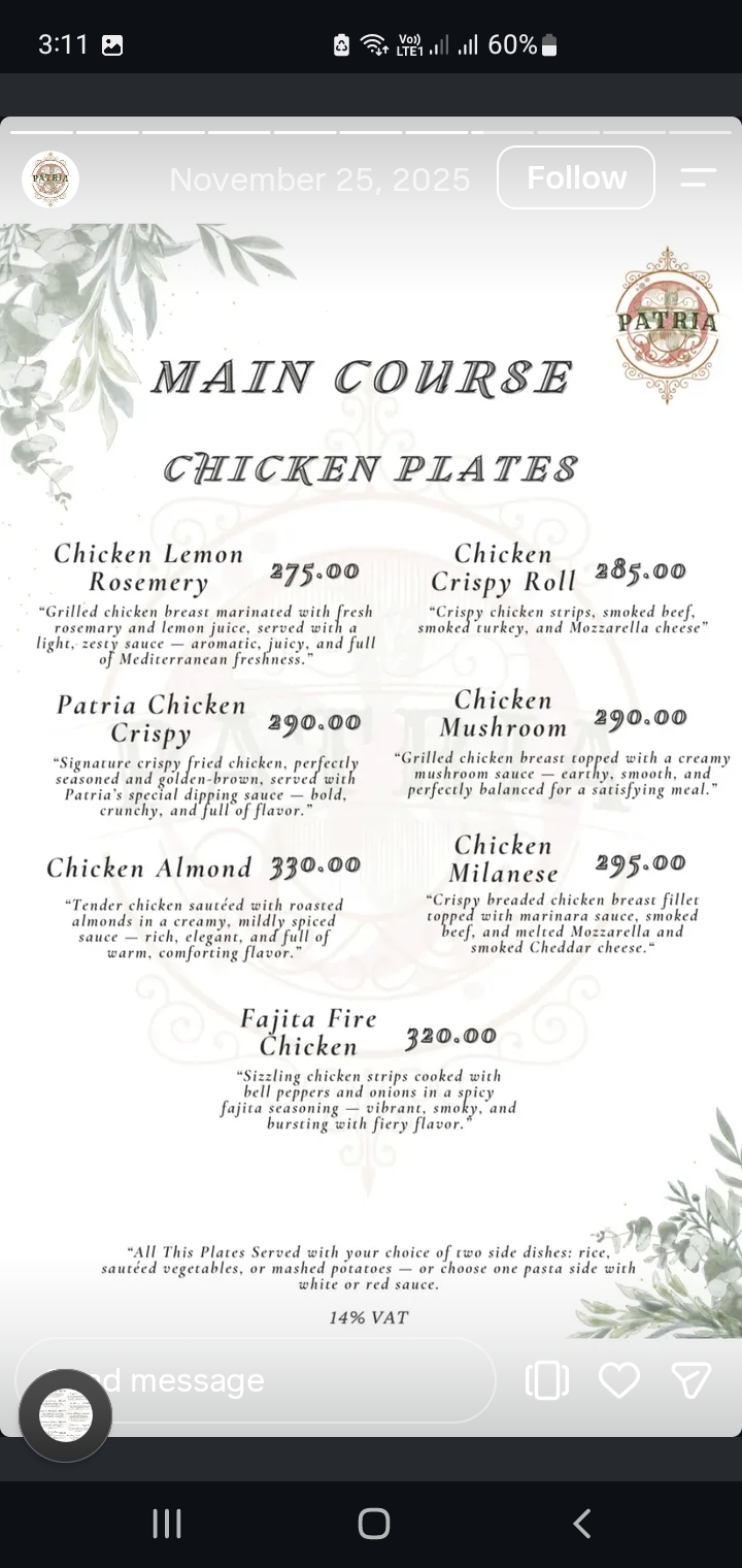 Patria Lounge menu photo 5