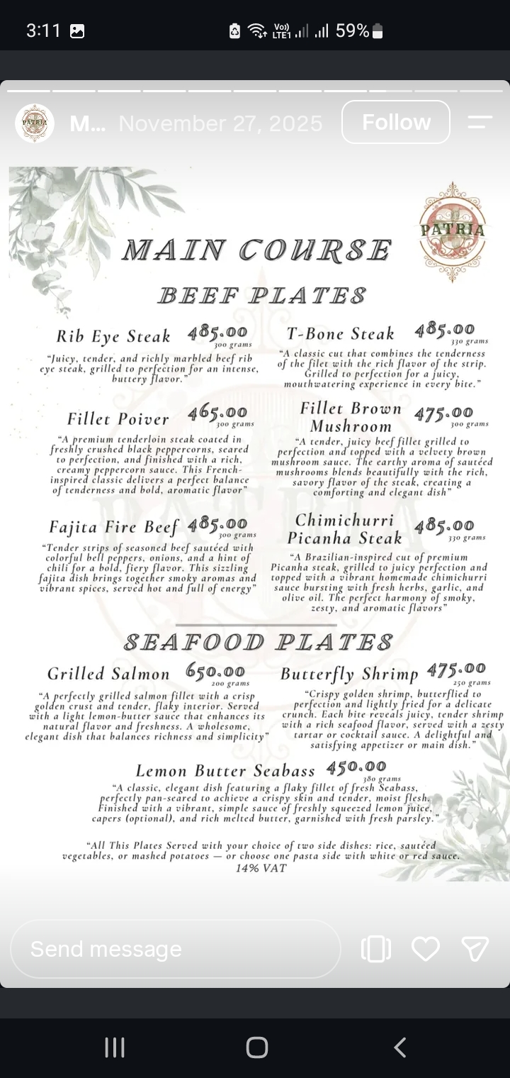 Patria Lounge menu photo 3