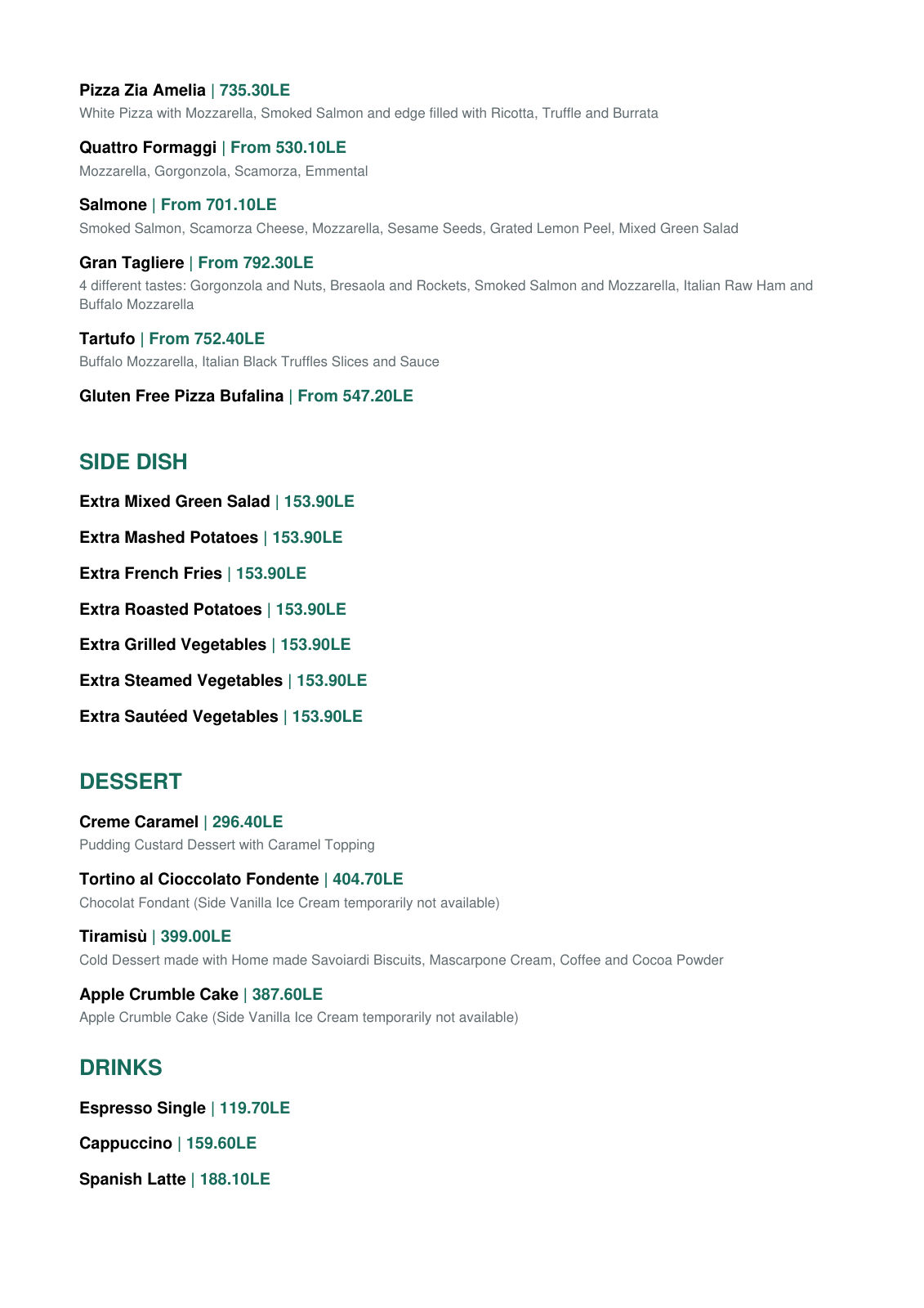 Zia Amelia Restaurant - U Venues Mall, New Cairo menu photo 5